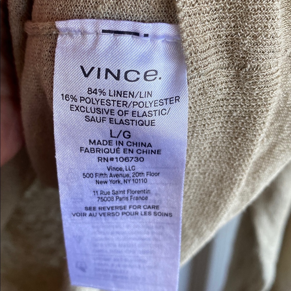 Vince NWT Taupe Linen Blend Dropped Shoulder Long Sleeve Boat Neck Knit Sweater - Picture 9 of 11